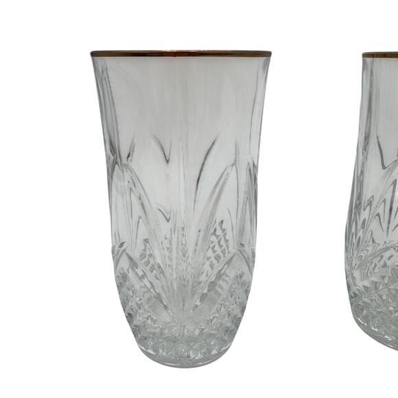 Set of 4 Salzburg Gold Highball Glasses by Cristal de Flandre 5.5" - Picture 2 of 7